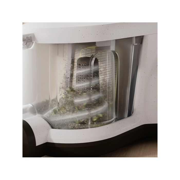 Vacuum cleaner with cyclone separator for efficient cleaning with less frequent bin emptying.*Based on internal test according to IEC 62885-2 edition 2.0.5.1.5, 10 & 5.12