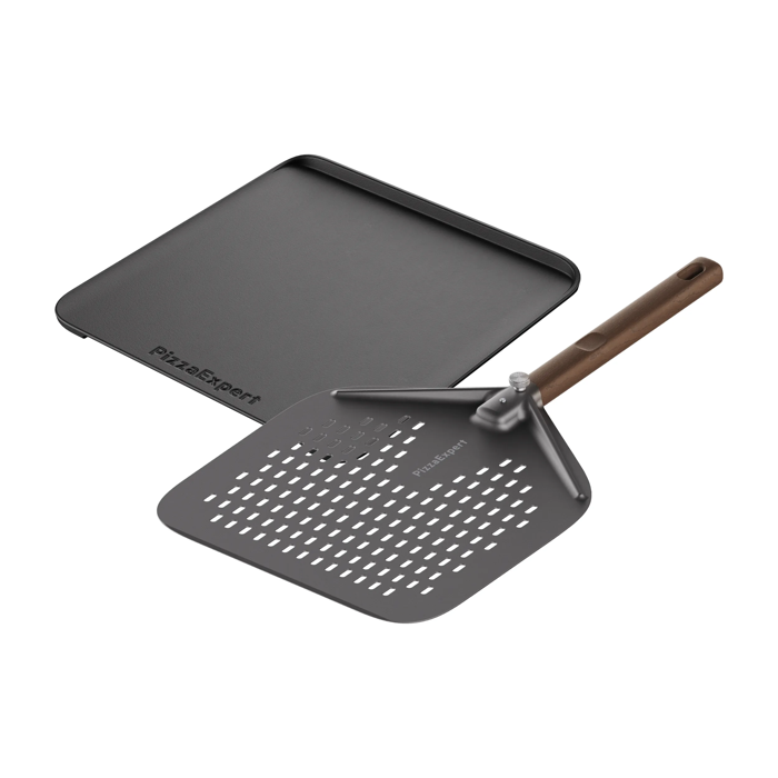 PizzaExpert Kit product image containing cast iron pizza tray and pizza peel