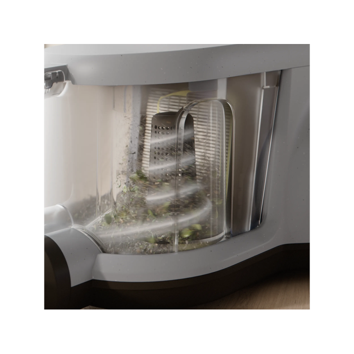 Vacuum cleaner with cyclone separator for efficient cleaning with less frequent bin emptying.*Based on internal test according to IEC 62885-2 edition 2.0.5.1.5, 10 & 5.12