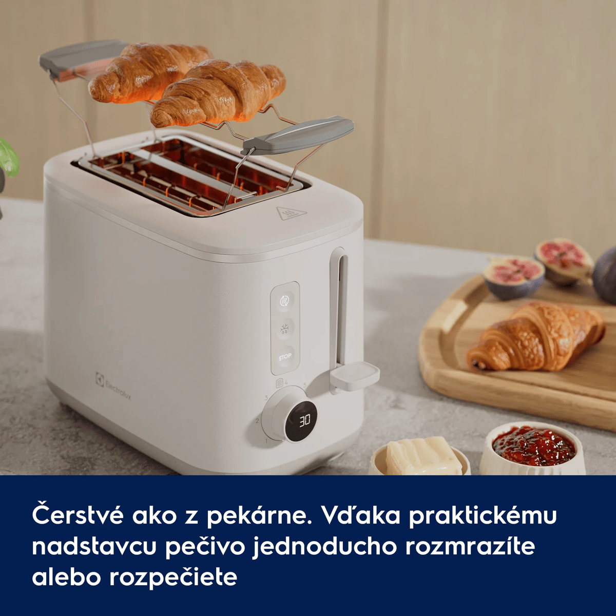 Vráťte pečivu čerstvosť ako z pekárne, rozmrazte alebo zohrejte ho pomocou šetrného ohrevu a praktického nadstavca na pečivo