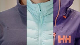 Tri rôzne typy bundy Helly Hansen.