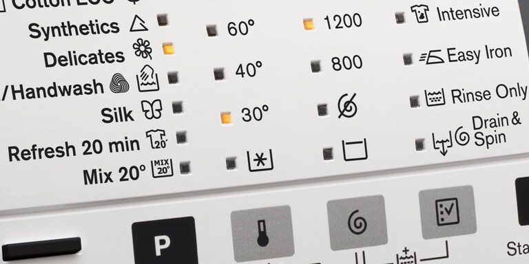Zobrazovací panel UltraCare Eco so zobrazovaním cyklu prania v studenej vode