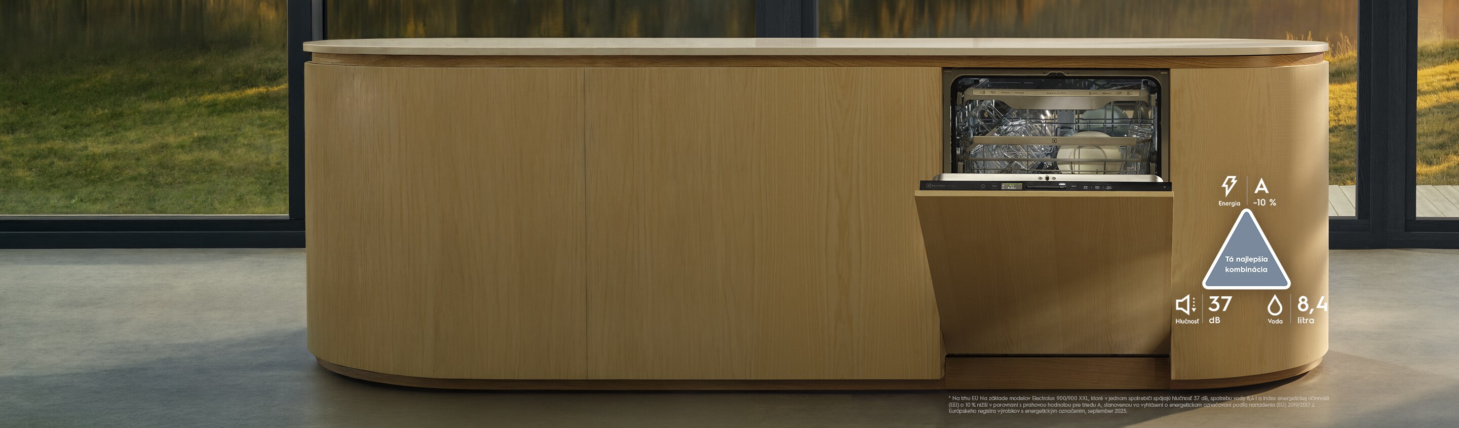 Umývačka riadu Electrolux zabudovaná do kuchynskej linky